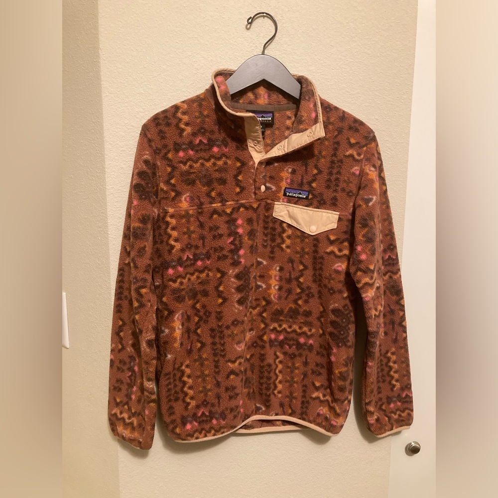 Patagonia Synchilla Snap T Fleece Pullover Wandering Woods Orange Brown XS